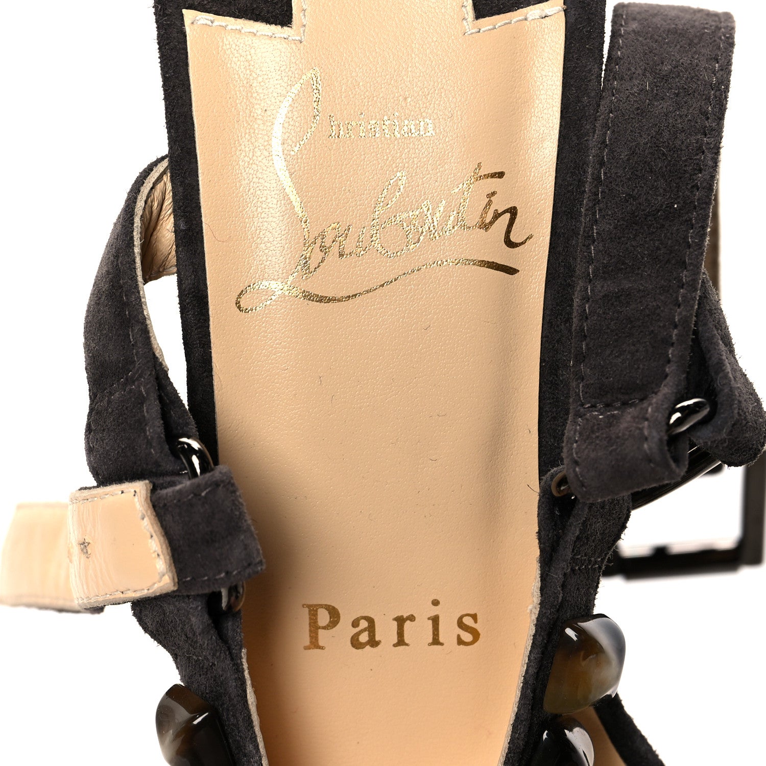 Christian Louboutin Veau Velours Cataclou 120 Wedge Sandals 38 Sand 7 of 7
