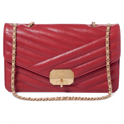 Chanel Calfskin Gabrielle Chevron Flap Red 1 of 10