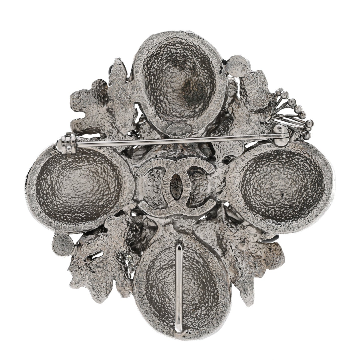 Ruthenium Resin CC Cross Brooch Silver