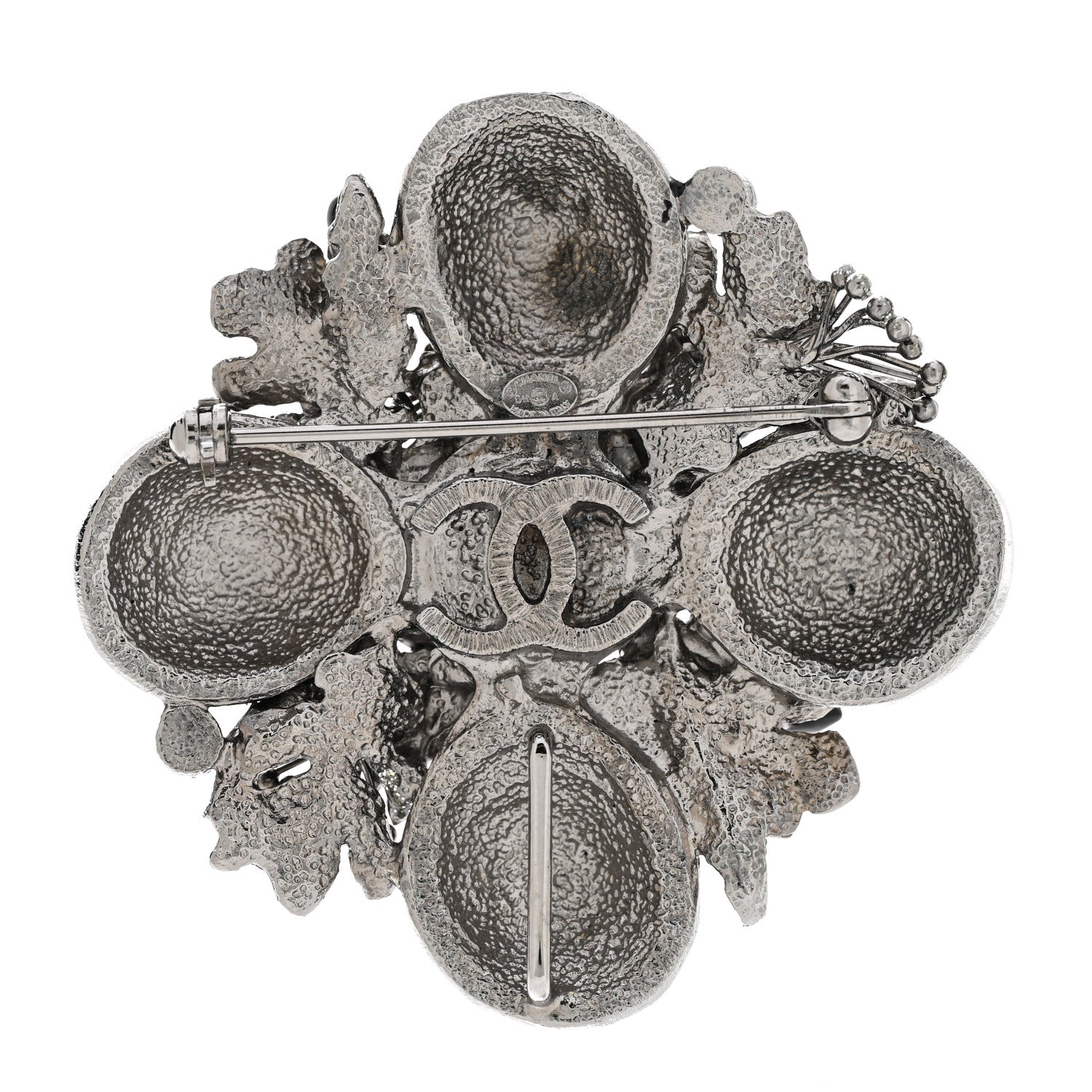 Chanel Ruthenium Resin CC Cross Brooch Silver 3 of 5