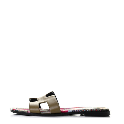 Hermes Box Calfskin Oran Sandals 37.5 1 of 4