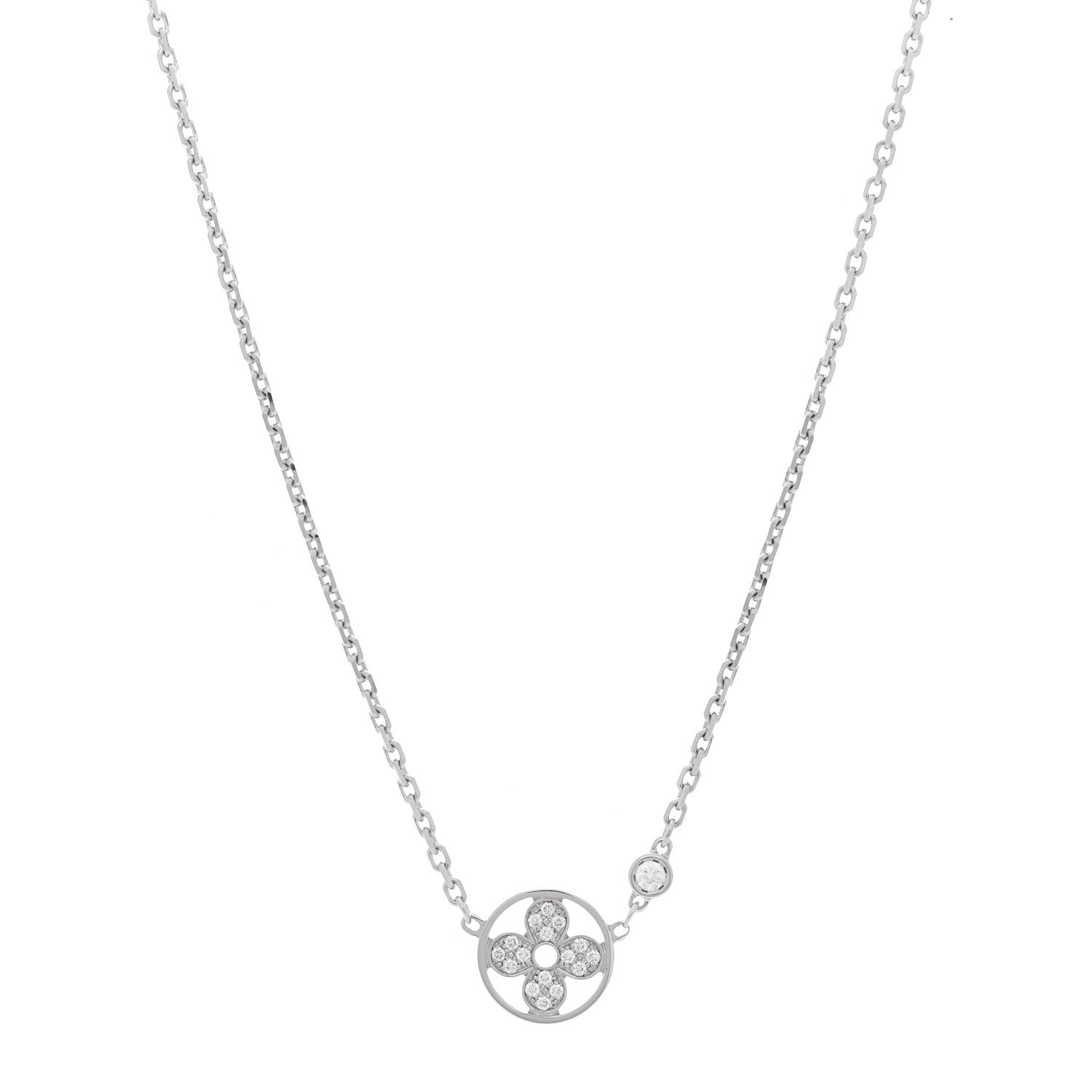 Louis Vuitton 18K White Gold Diamond Blossom BB Pendant Necklace 1 of 5