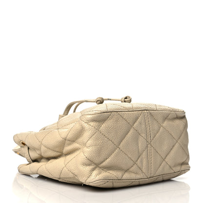 Chanel Caviar Quilted Drawstring Shoulder Bag Beige 4 of 11