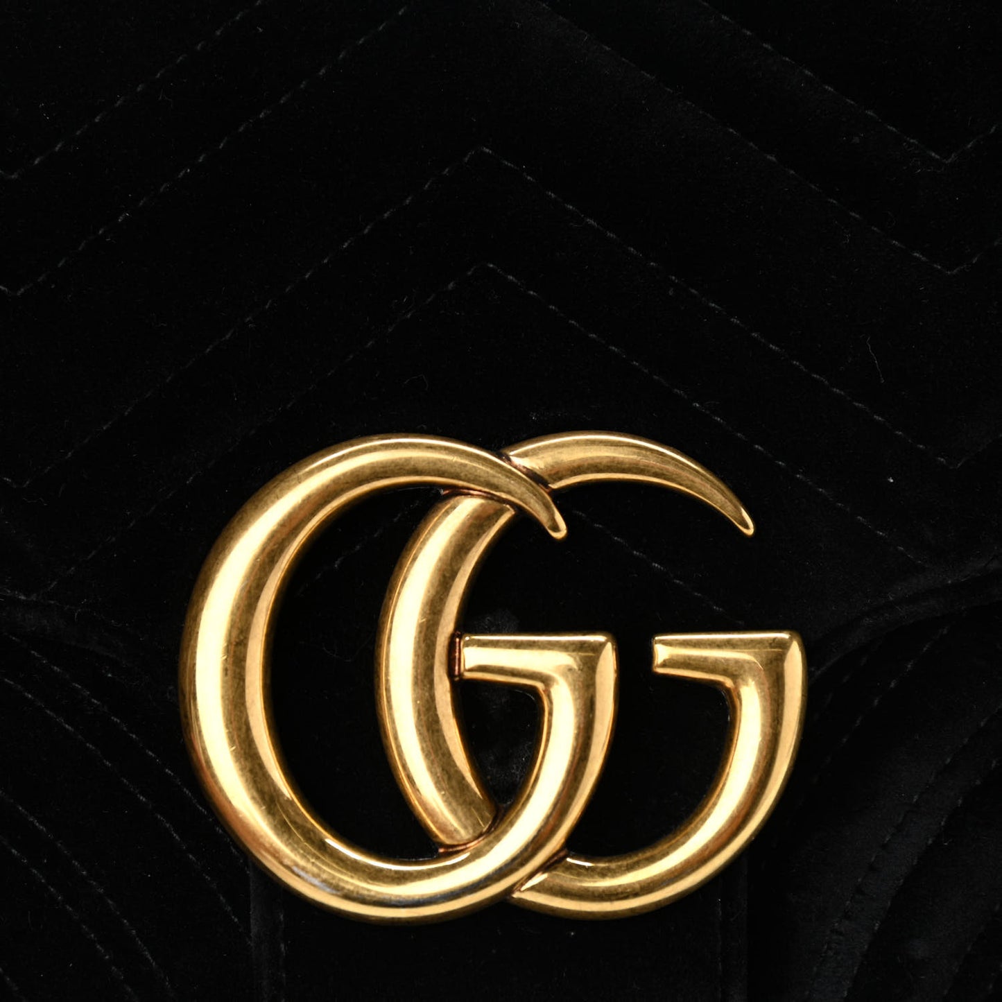 Velvet Matelasse Medium GG Marmont Shoulder Bag Black