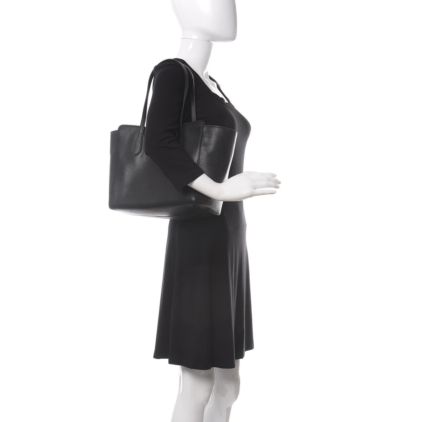 Pebbled Calfskin Small Swing Tote Black