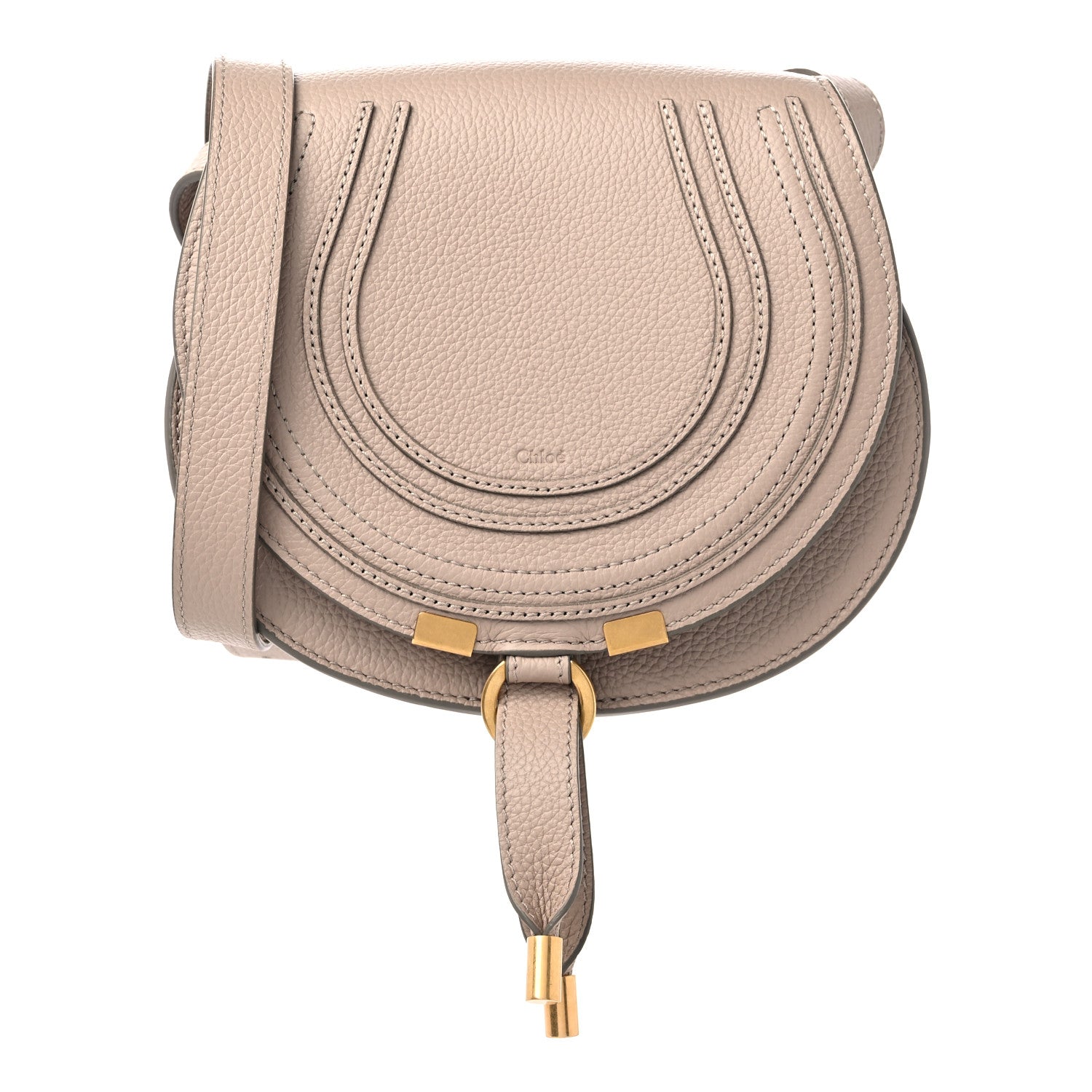 Chloe Grained Calfskin Small Marcie Saddle Bag Nomad Beige 1 of 9
