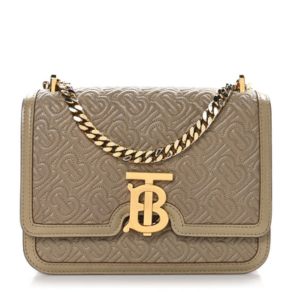 Burberry Calfskin Monogram Embossed Small TB Chain Bag Honey 1 of 12