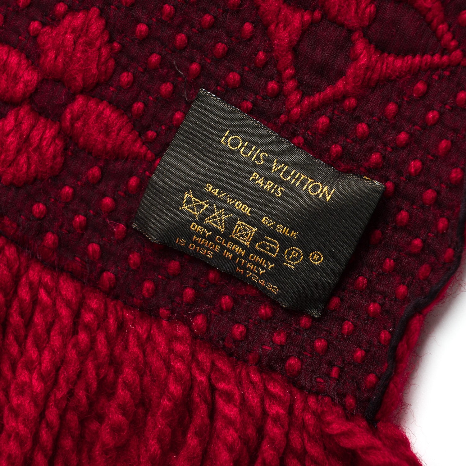 Louis Vuitton Wool Silk Logomania Scarf Rubis 5 of 5