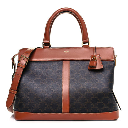 Celine Triomphe Canvas Calfskin Cabas De France Handbag Tan 1 of 9