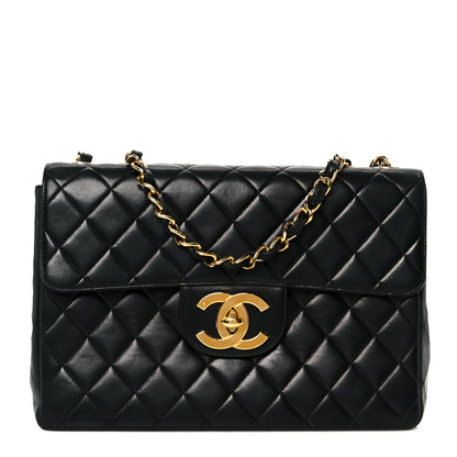 Chanel Lambskin Quilted XL Jumbo Single Flap Black 1 of 11