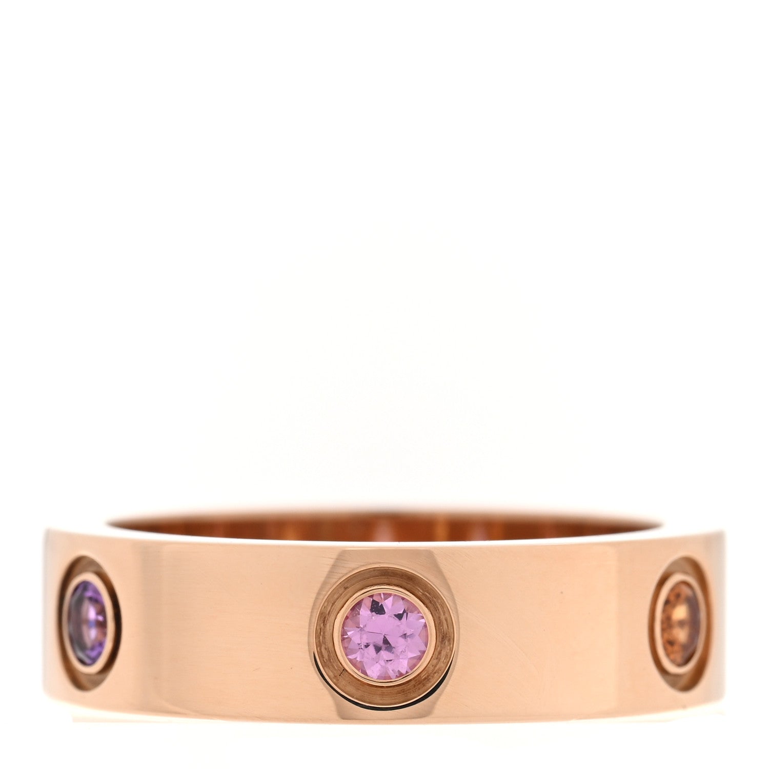 Cartier 18K Pink Gold Sapphire Garnet Amethyst 5.5mm LOVE Ring 54 6.75 1 of 6
