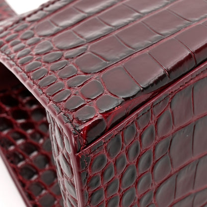 Balenciaga Shiny Calfskin Crocodile Embossed Small Hourglass Top Handle Bag Dark Red 14 of 16
