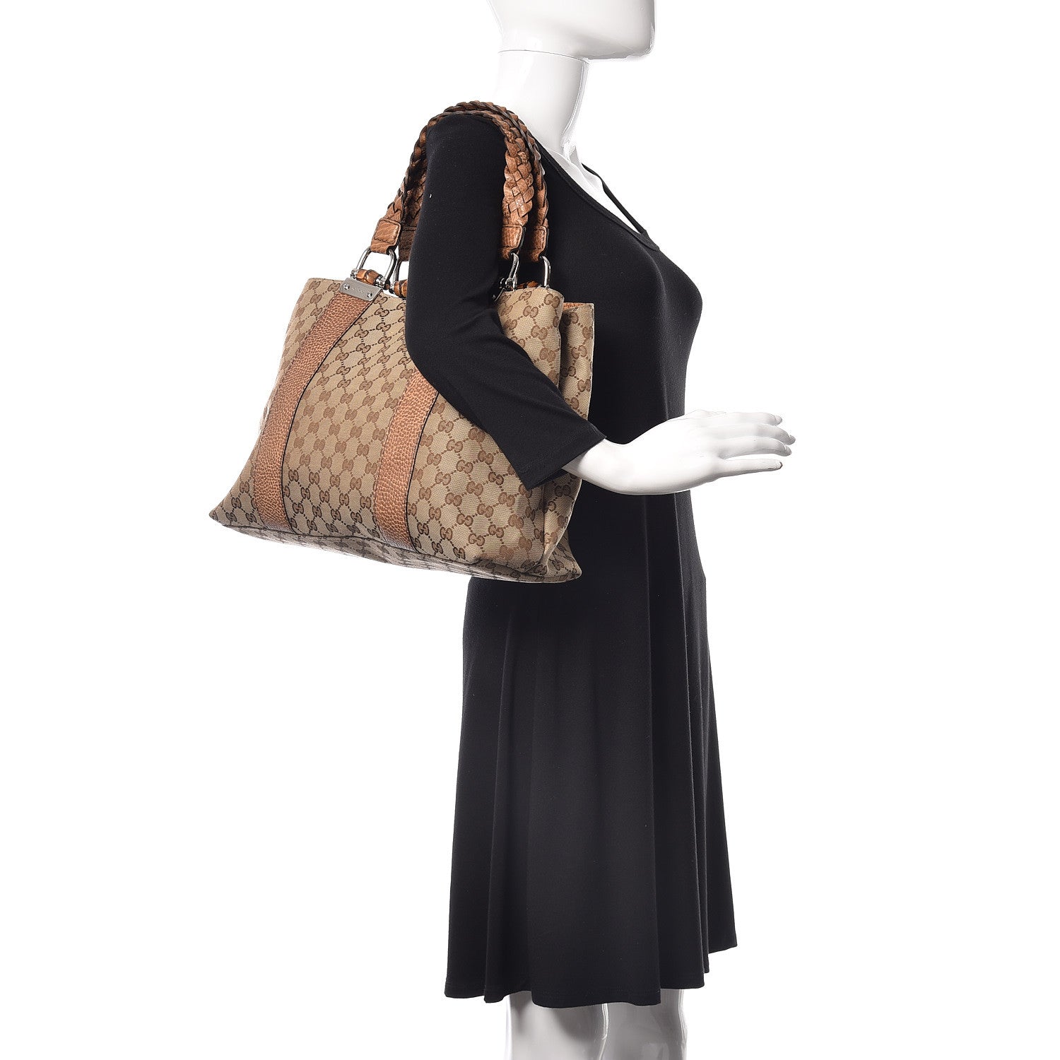 Gucci Monogram Medium Bamboo Bar Tote Brown 2 of 10