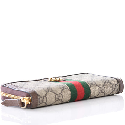 Gucci GG Supreme Monogram Web Ophidia Zip Around Wallet Brown 3 of 7