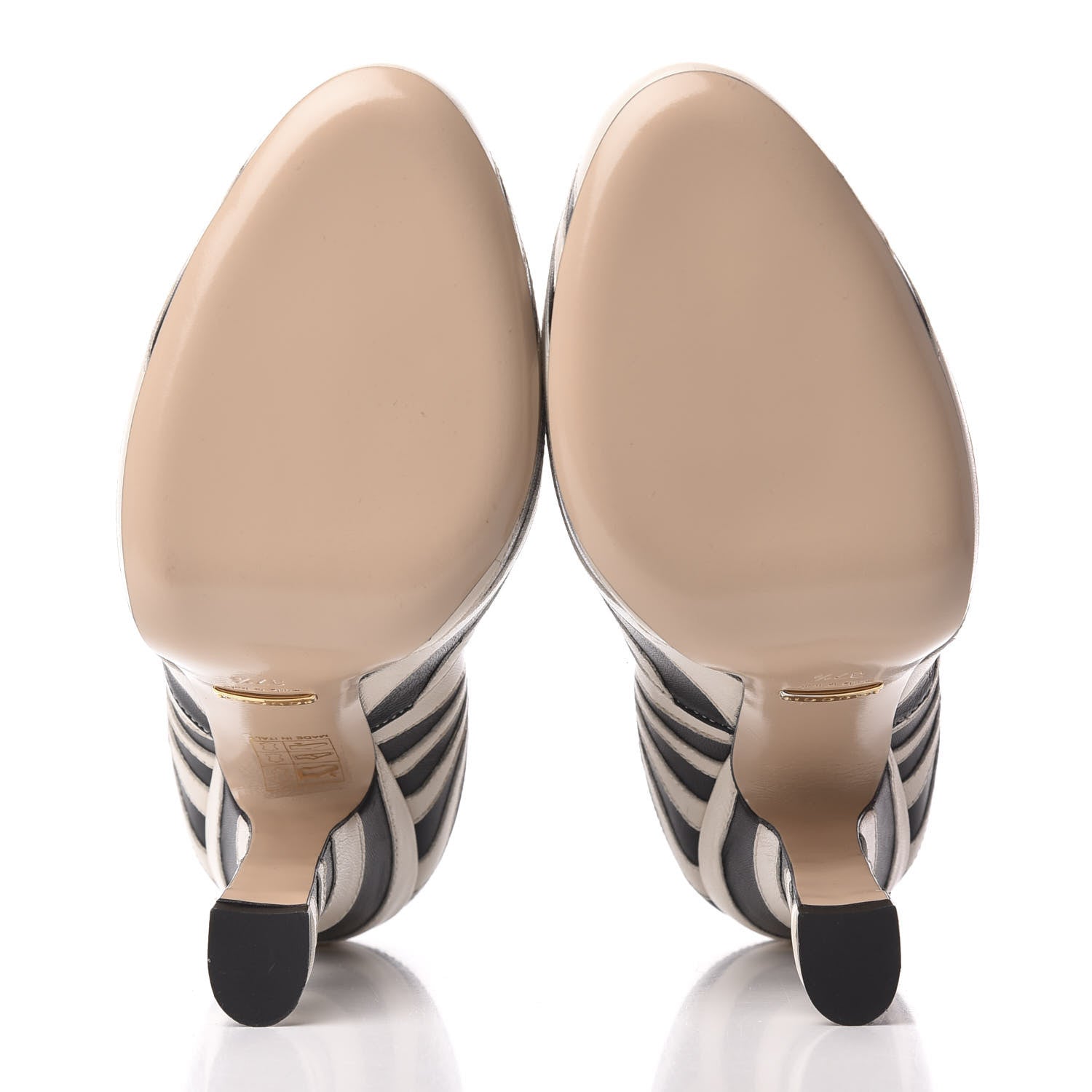Gucci Malaga Kid Zebra Inlay Lesley Mary Jane Pumps 37.5 Mystic White Black 5 of 8