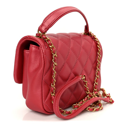 Chanel Metallic Calfskin Quilted Top Handle Flap Dark Pink 3 of 11