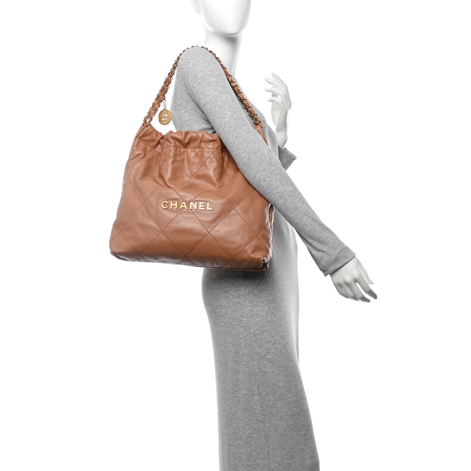 Chanel Shiny Calfskin Quilted Chanel 22 Camel 2 of 12