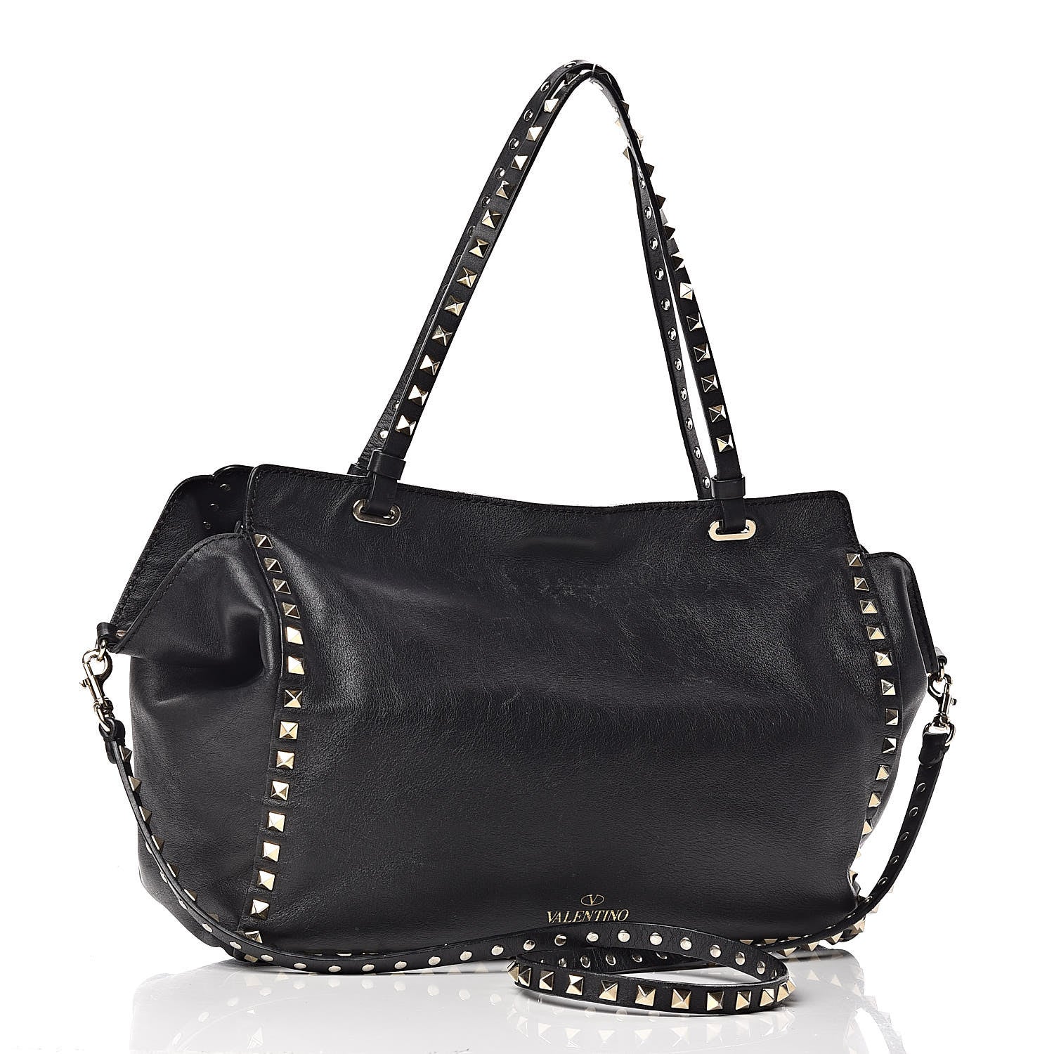 Valentino Garavani Vitello Medium Rockstud Tote Black 3 of 15