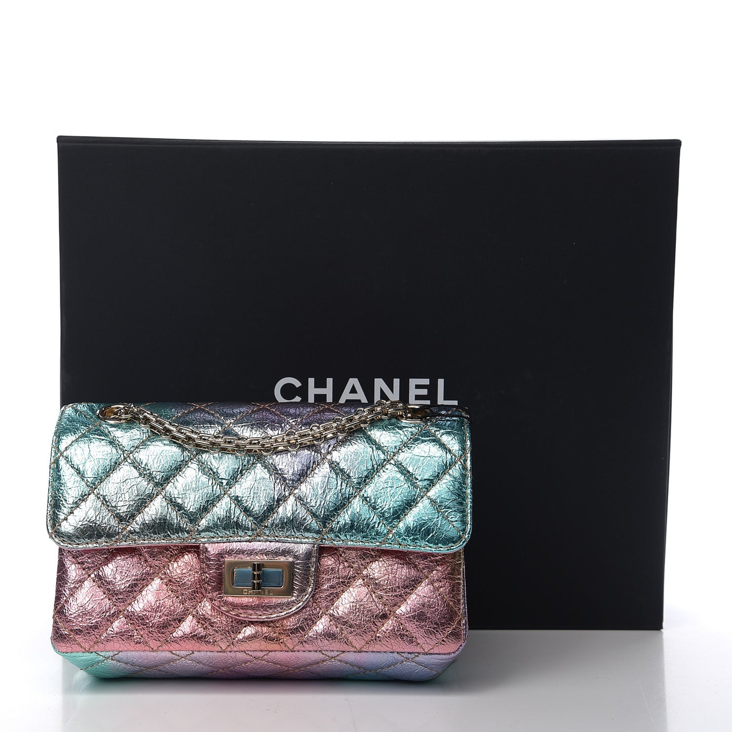 Metallic Goatskin Quilted Mini 2.55 Reissue Flap Multicolor