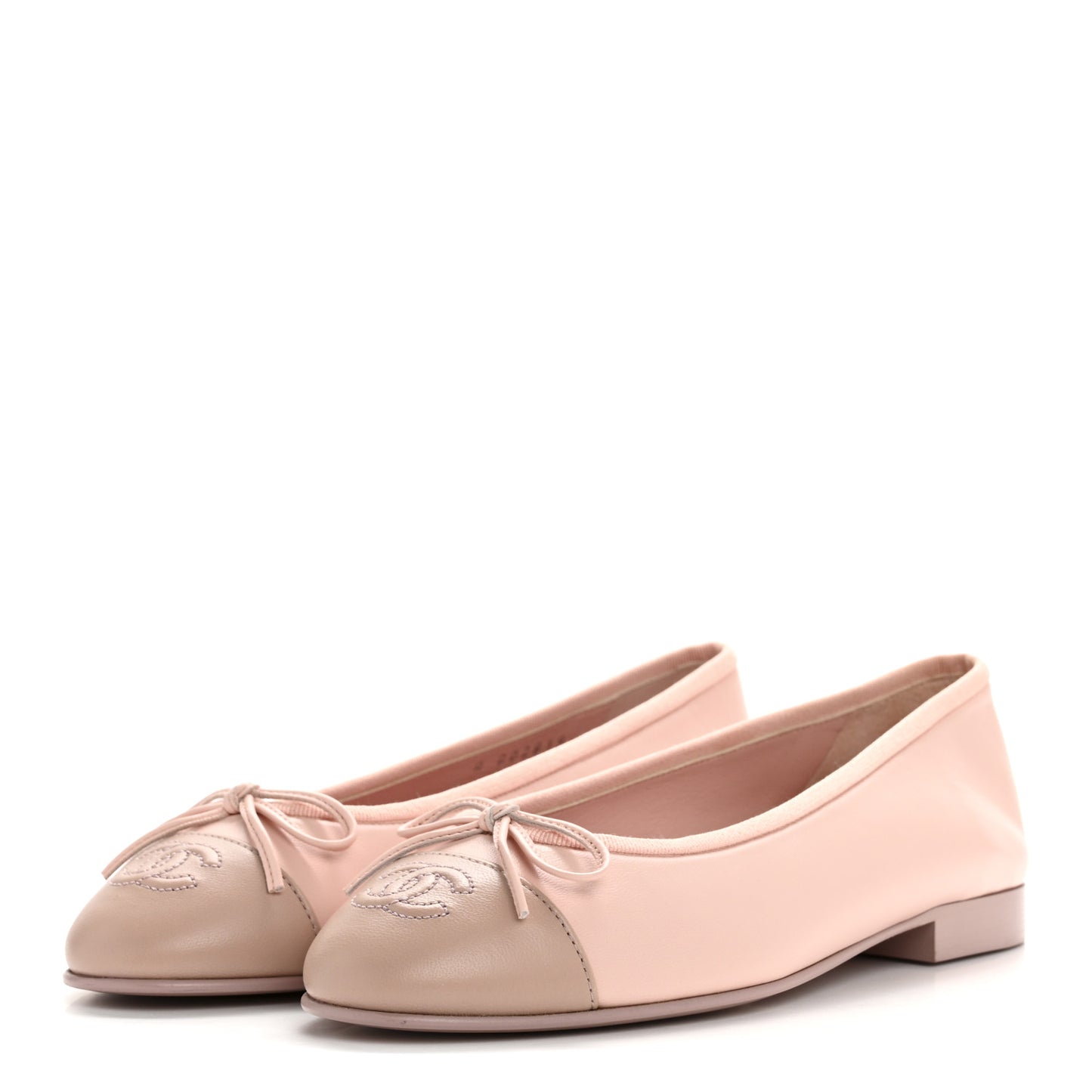 Lambskin Cap Toe CC Ballerina Flats 37 Light Pink Dark Pink