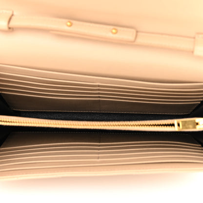 Saint Laurent Grain De Poudre Matelasse Chevron Monogram Chain Wallet Dark Beige 5 of 11