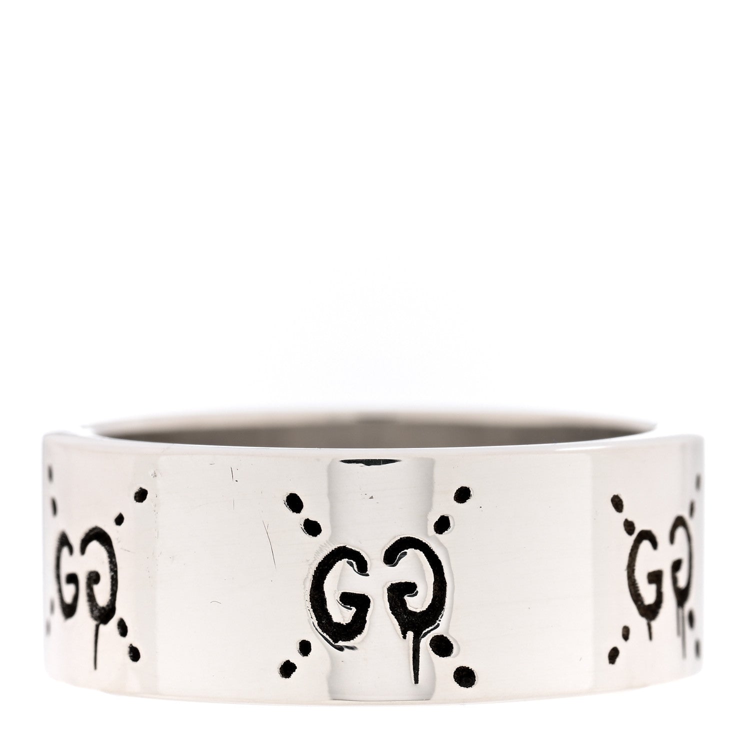 Gucci Sterling Silver GG Wide Band Ring 63 10.25 3 of 5