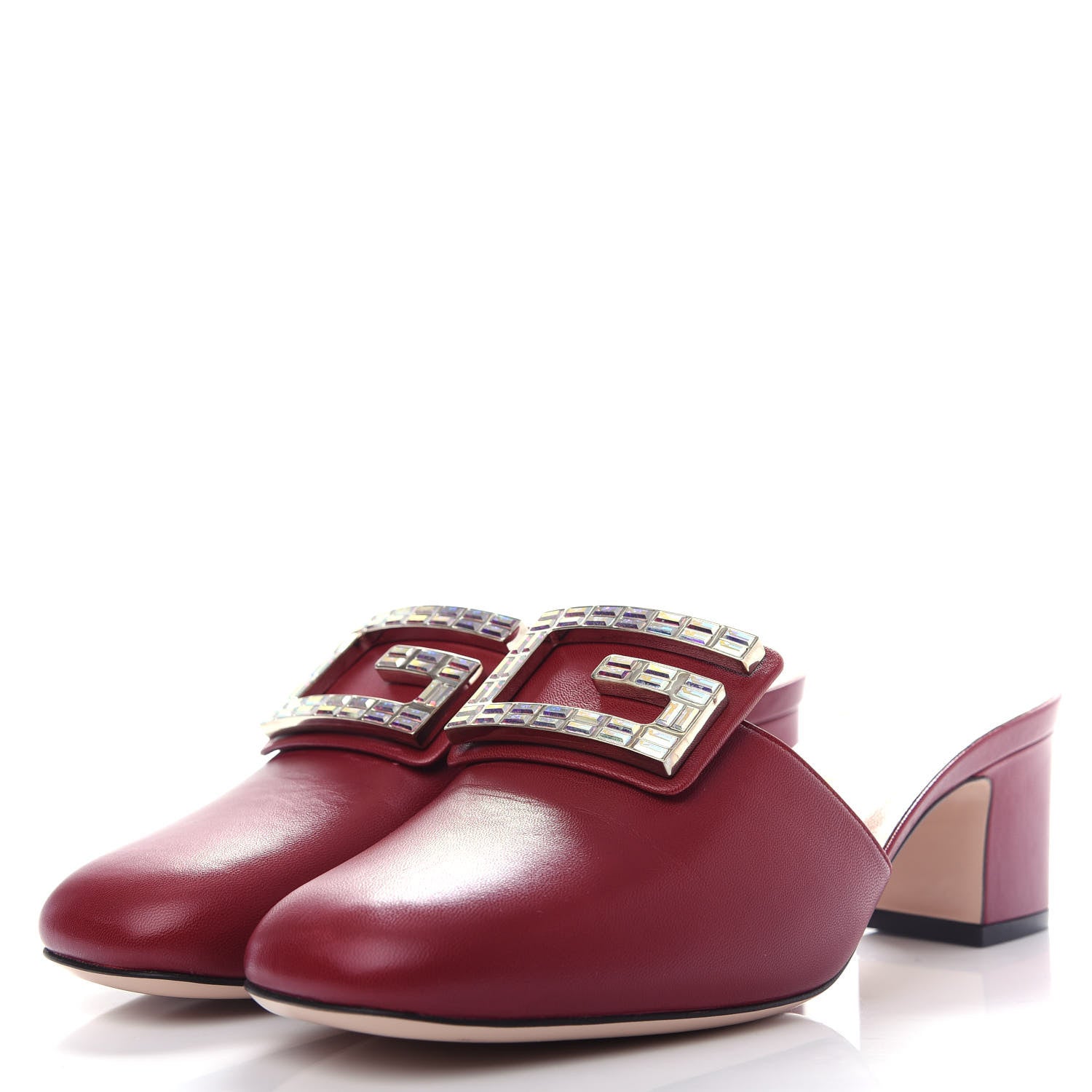 Gucci Malaga Kid Crystal Square G Madelyn Mules 37.5 Romantic Cerise 3 of 11