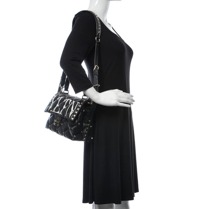 Valentino Garavani Lambskin VLTN Print Candystud Top Handle Bag Black 2 of 12