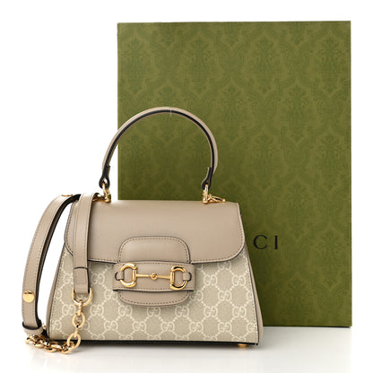 Gucci GG Supreme Monogram Azalea Calfskin Mini Horsebit 1955 Top Handle Flap Bag Beige Mystic White Oatmeal 11 of 11
