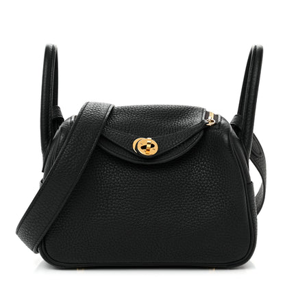 Hermes Taurillon Clemence Mini Lindy 20 Black 1 of 17