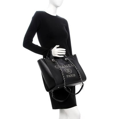 Chanel Caviar Small Studded Deauville Tote Black 3 of 9