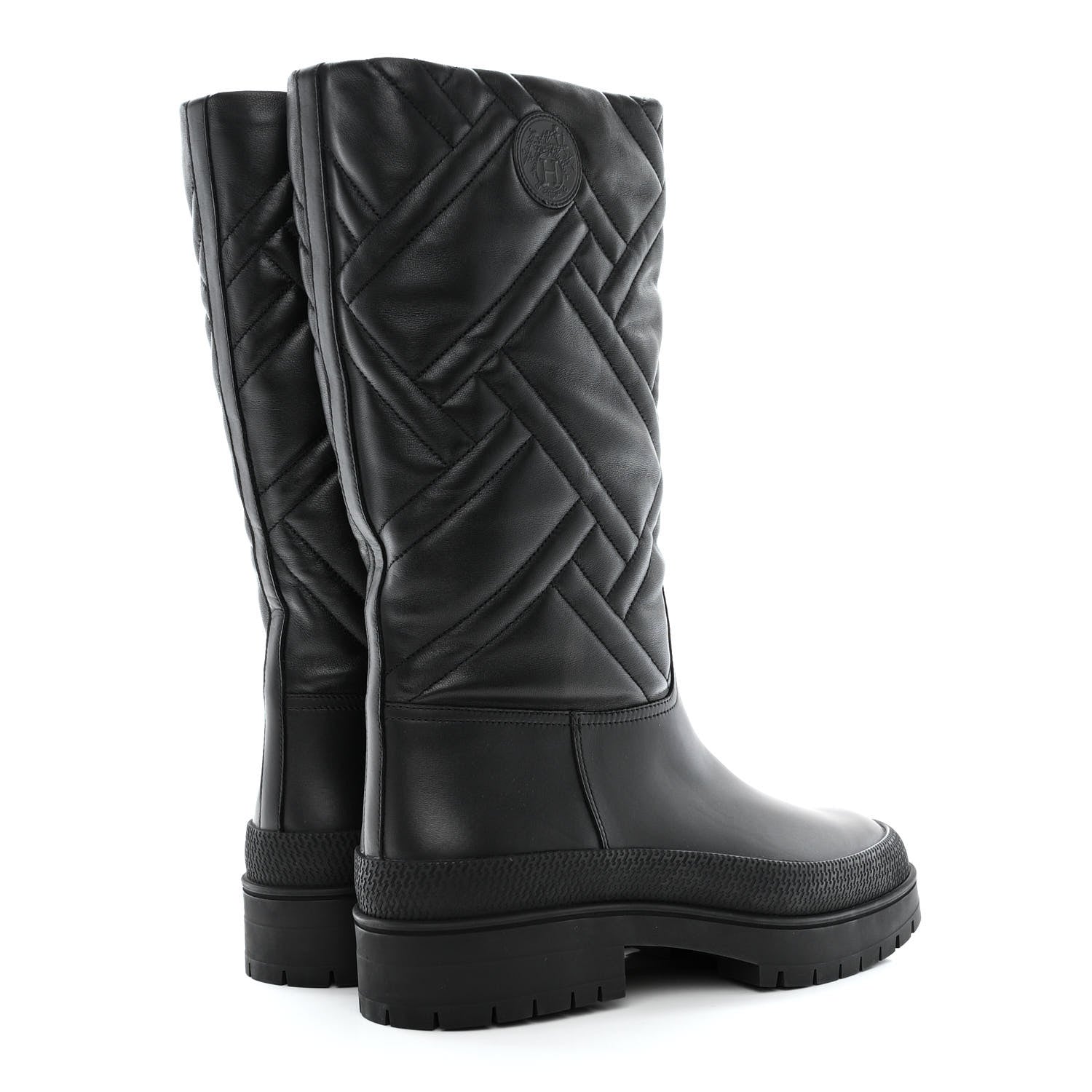 Hermes Suede Goatskin Quilted Fuji Boots 40 Black 4 of 10