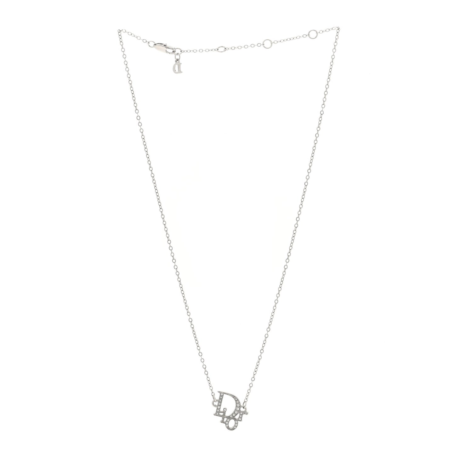Crystal Logo Necklace Silver