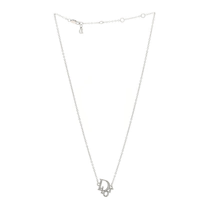 Christian Dior Crystal Logo Necklace Silver 3 of 4