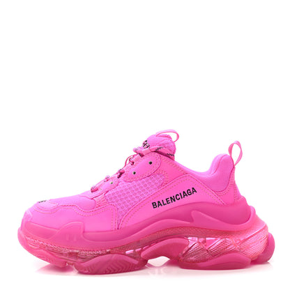 Balenciaga Fabric Mesh Clear Sole Fluo Womens Triple S Sneakers 36 Pink 1 of 7