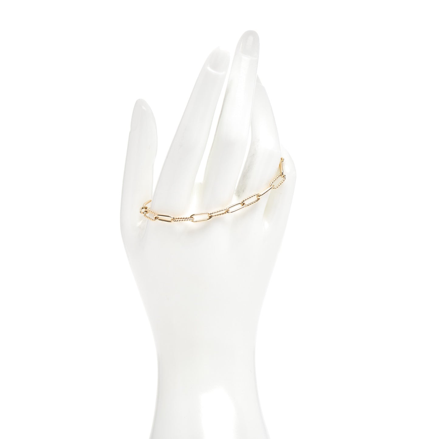18K Yellow Gold Roped Paper Clip Link Bracelet