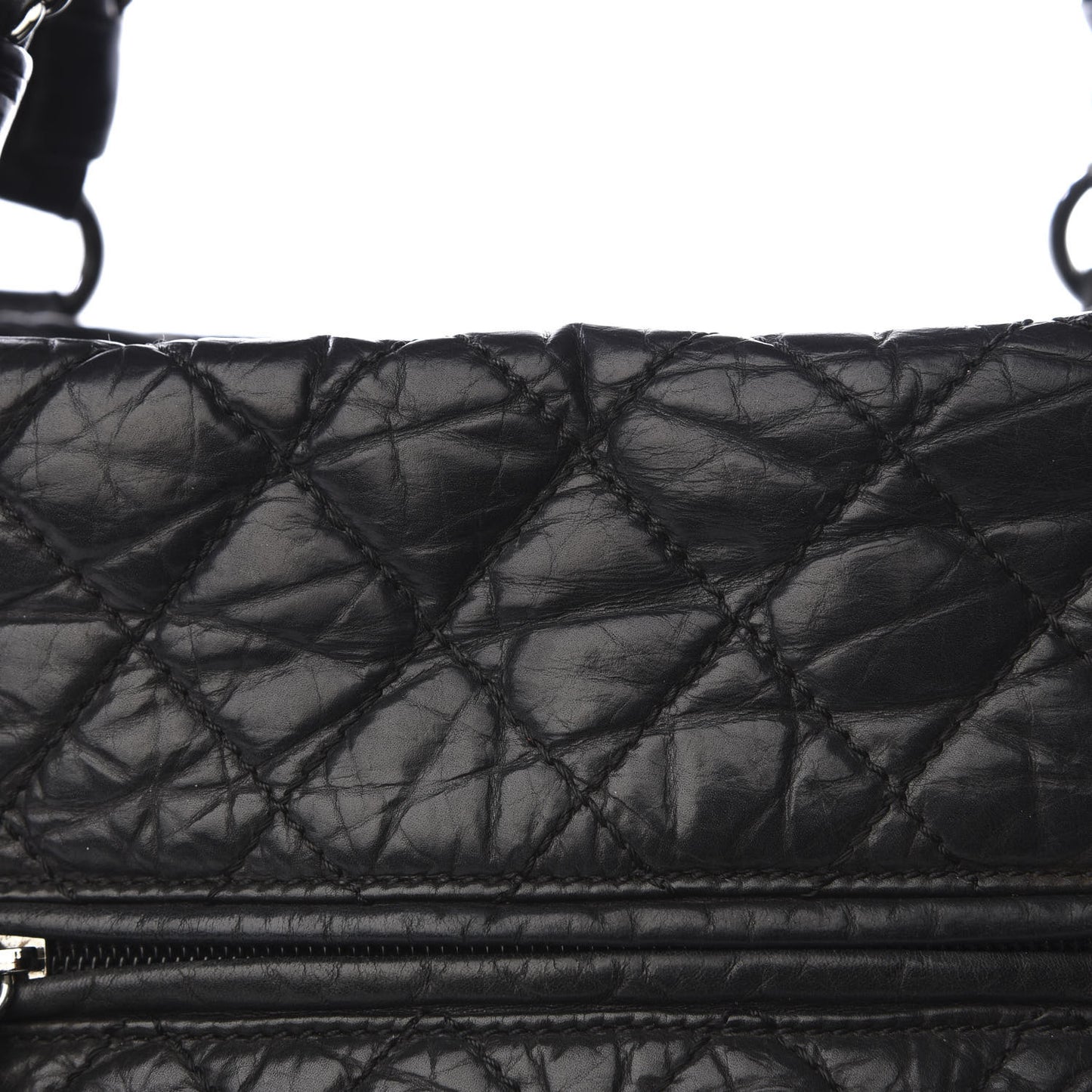 Aged Calfskin Vintage Ligne Lady Braid Tote Black