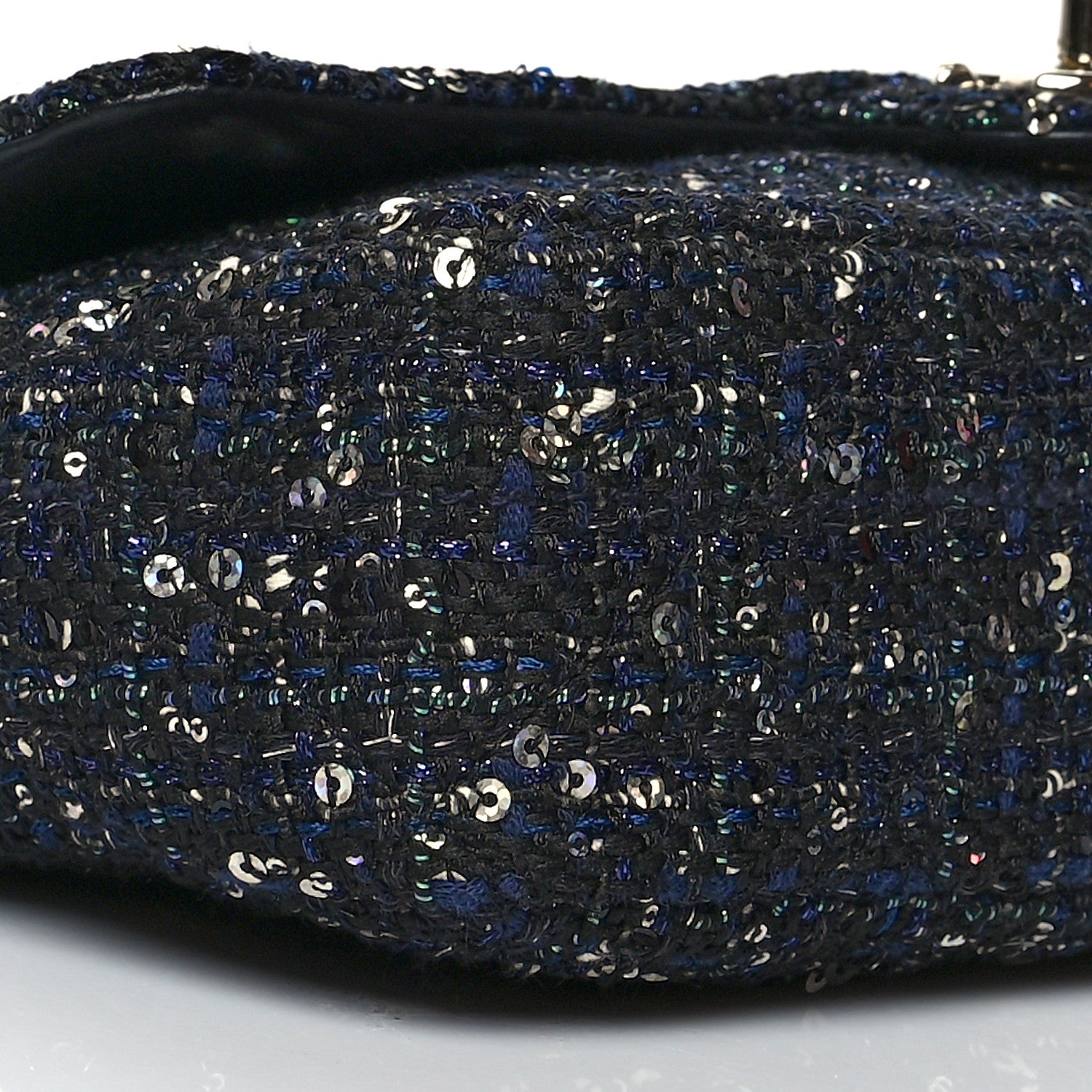 Chanel Tweed Medium Pearl Handle Flap Black Ecru 9 of 10