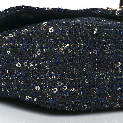 Chanel Tweed Medium Pearl Handle Flap Black Ecru 9 of 10