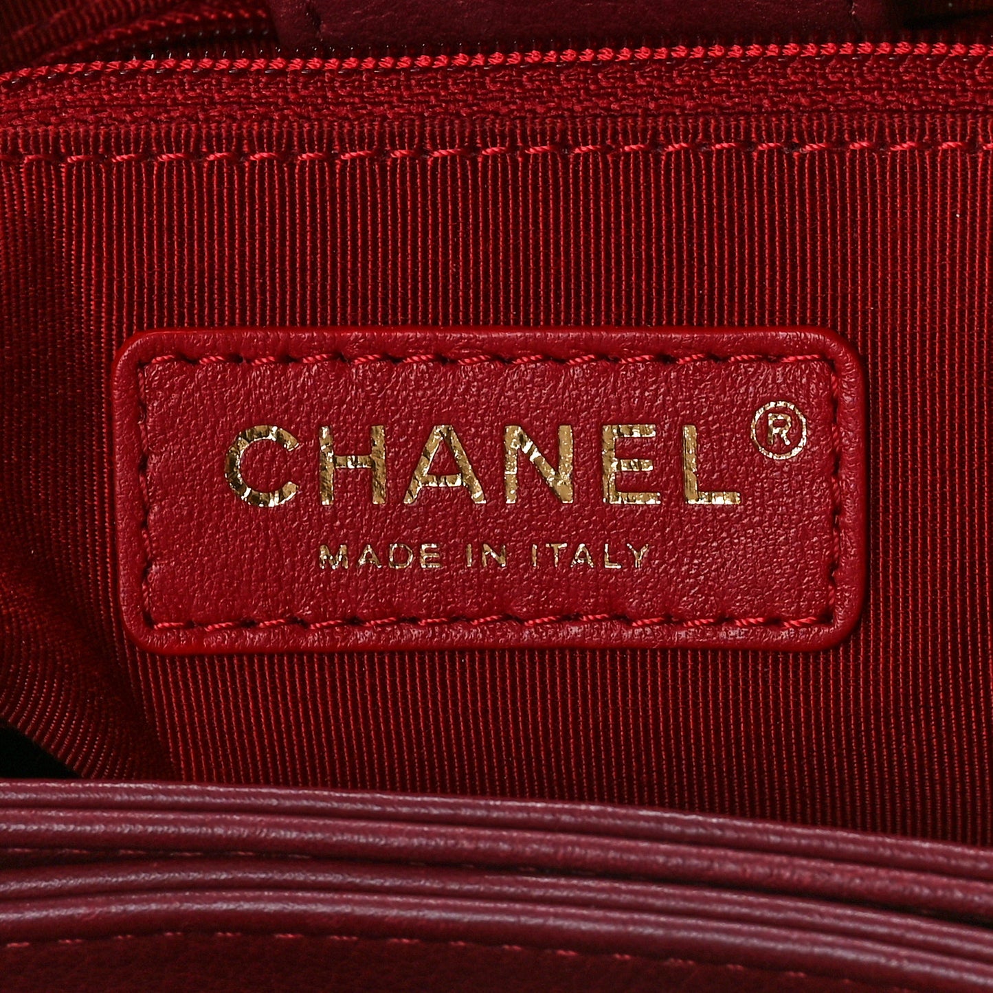 Calfskin Elaphe Stitched Large Chevron Chic Shopping Bag Red