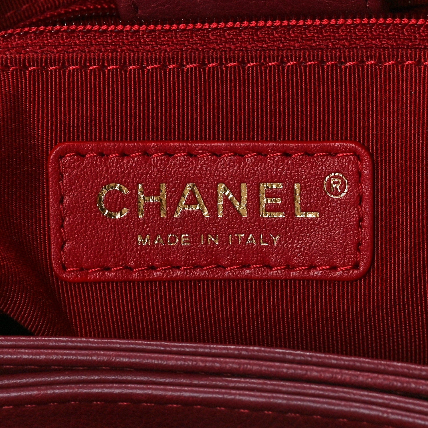 Chanel Calfskin Elaphe Stitched Large Chevron Chic Shopping Bag Red 7 of 11
