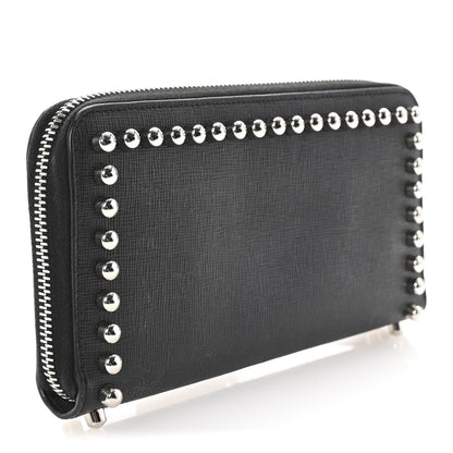 Fendi Vitello Elite Mink Fur Studded Karlito Zip Around Wallet Black 3 of 8