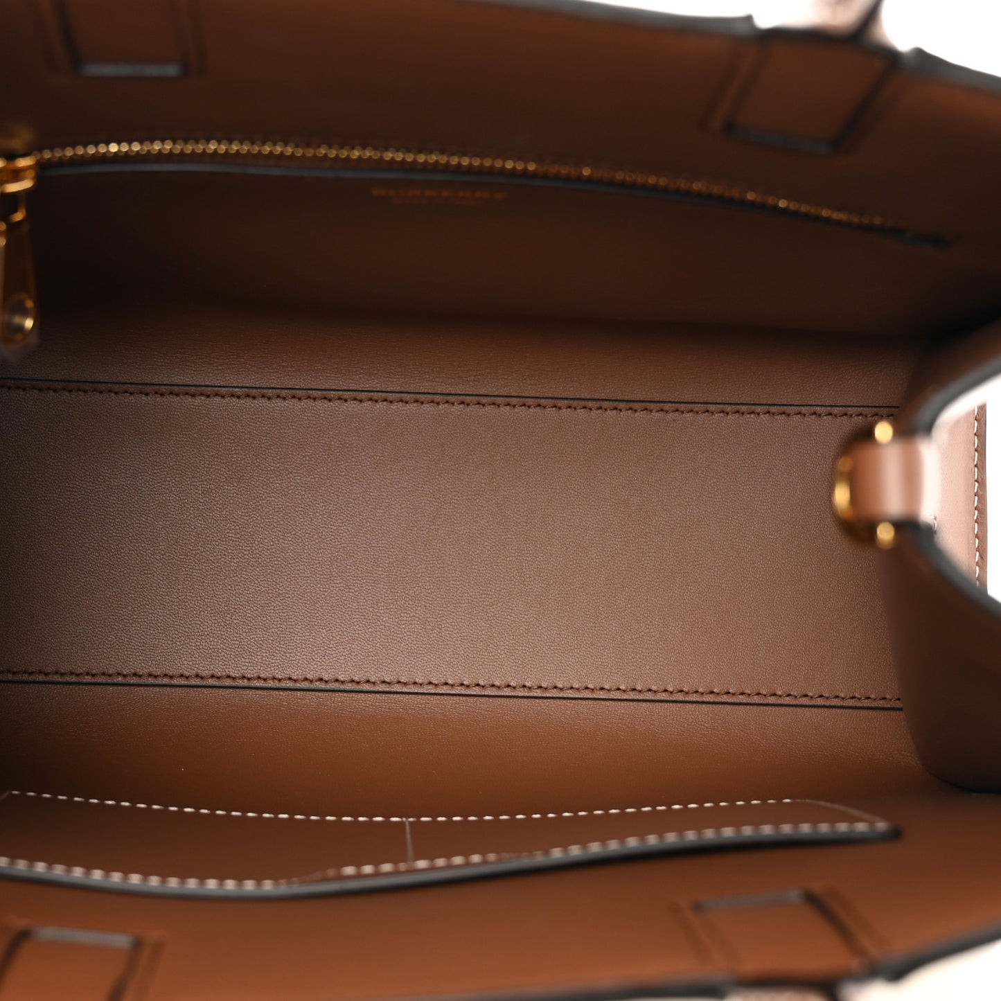 Canvas Smooth Calfskin Mini Frances Tote Natural Malt Brown