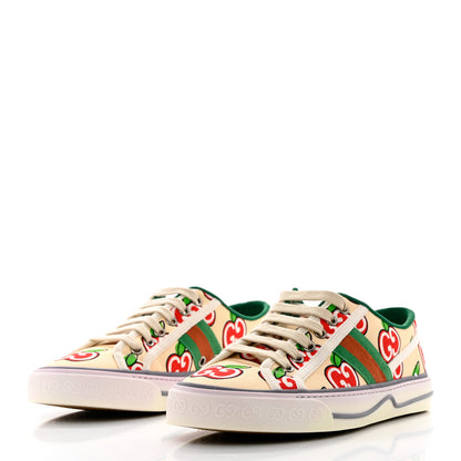 Gucci Canvas Web GG Apple Womens 1977 Tennis Sneakers 37 Ivory Red Mystic White New Shamarock 3 of 8