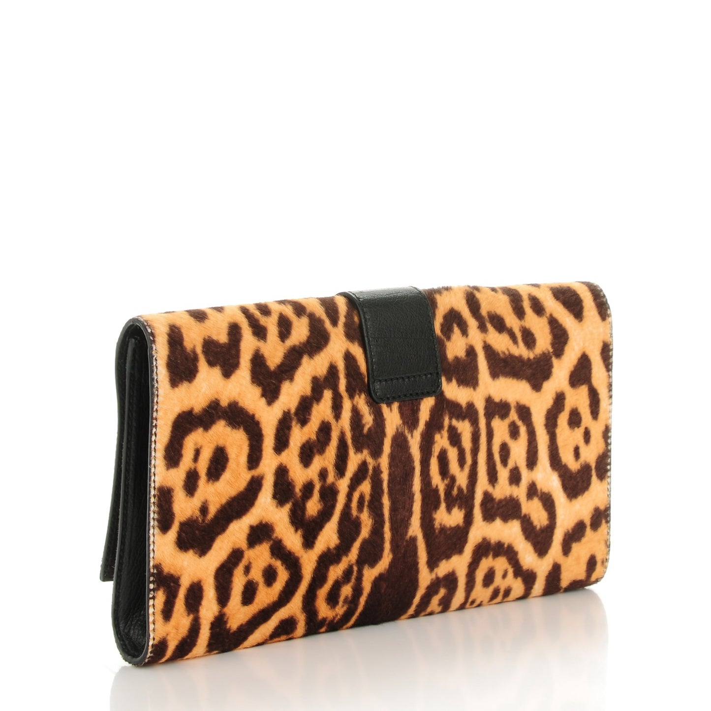 Pony Hair Leopard Print Y Ligne Clutch
