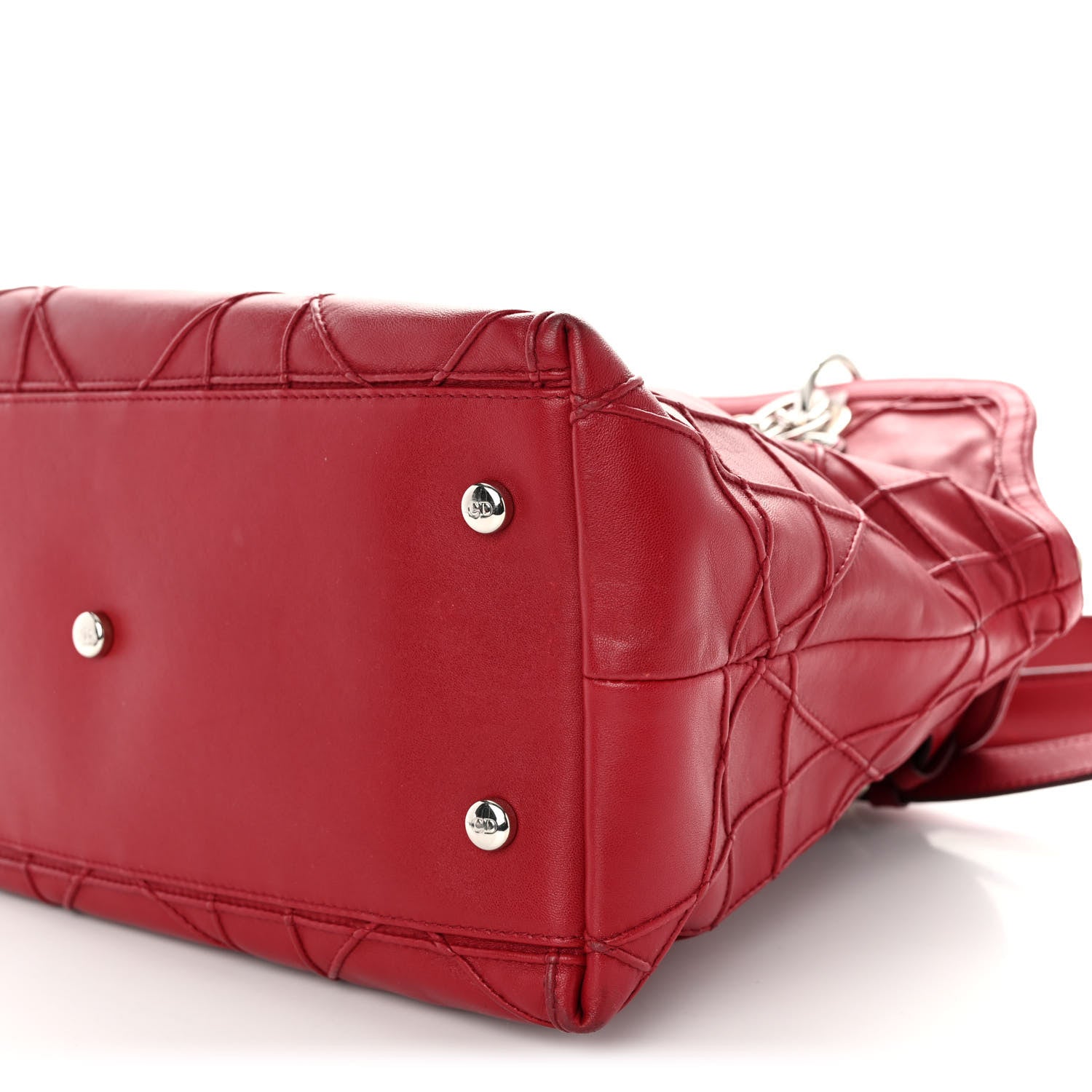 Christian Dior Lambskin Cannage Medium Granville Tote Red 9 of 10