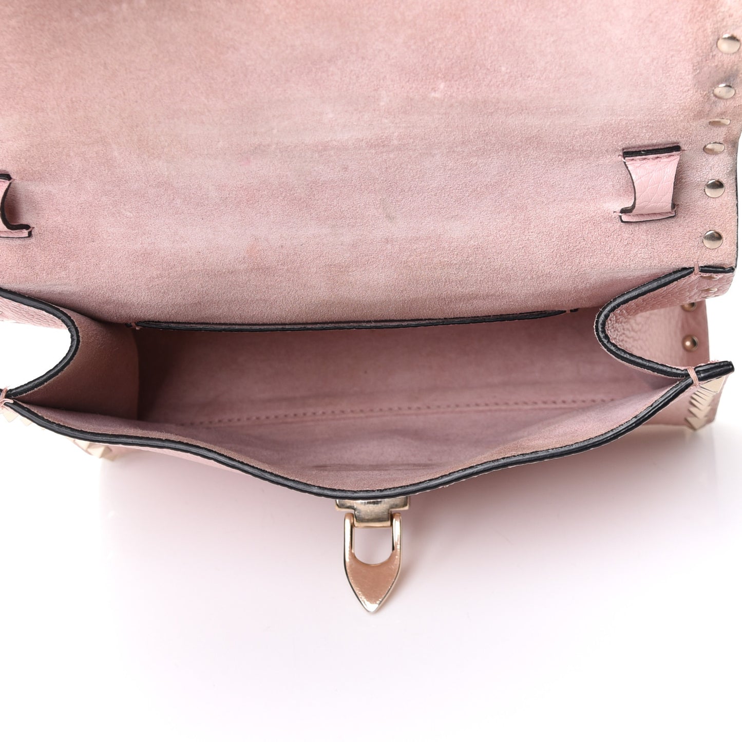 Pebbled Calfskin Medium Rockstud Flip Lock Crossbody Bag Loto
