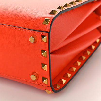 Valentino Garavani Grainy Calfskin Small Rockstud Alcove Top-Handle Flap Bag Orange 8 of 8