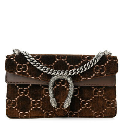 Gucci Velvet Moon Calfskin Crystal GG Monogram Small Dionysus Shoulder Bag Brown Vintage Cocoa Black Diamond 1 of 10