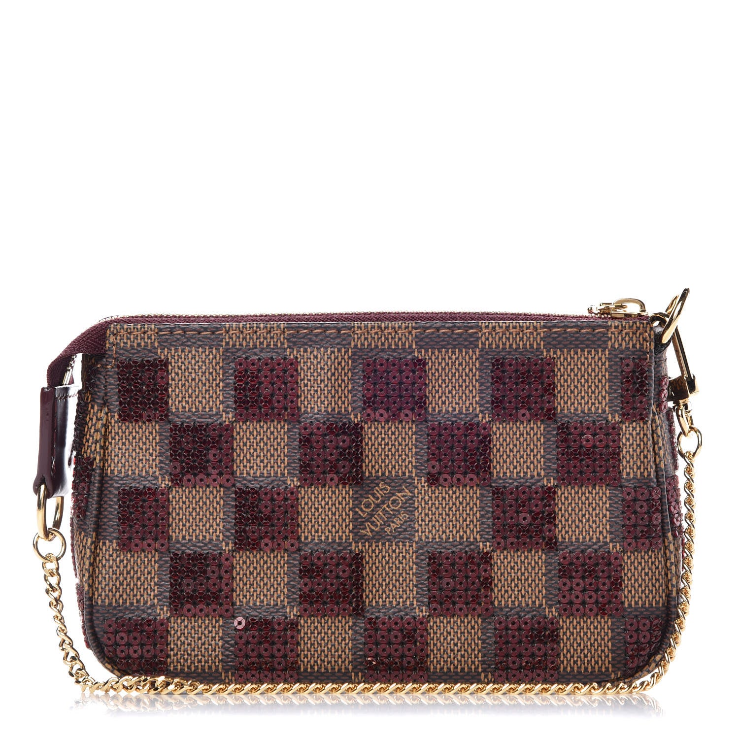 Louis Vuitton Damier Paillettes Mini Pochette Accessories Red 1 of 8